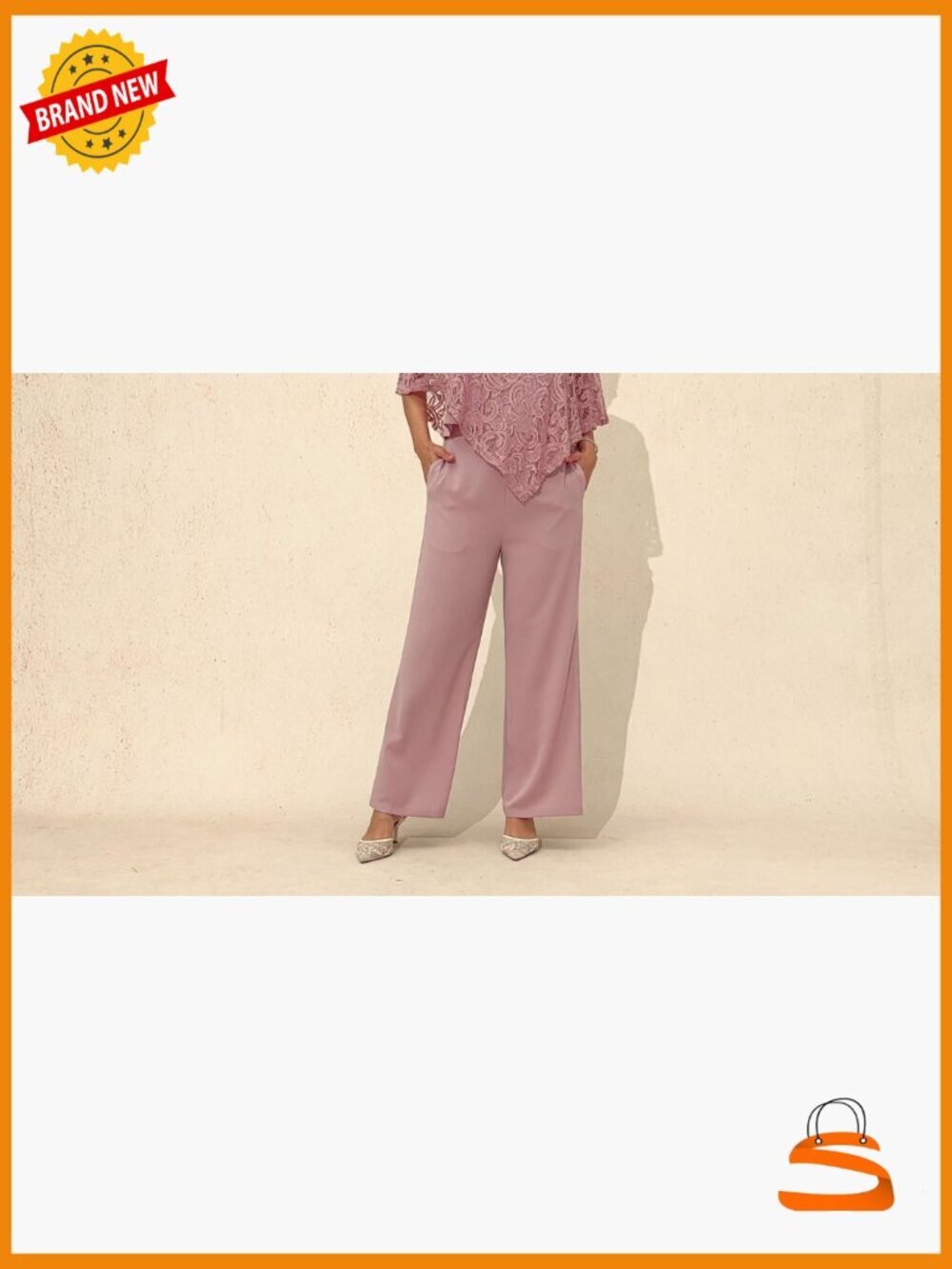 Wide Leg Palazzo Pants Elastic Waist Dressy Casual Work Slacks with Pockets - Picture 7 of 7